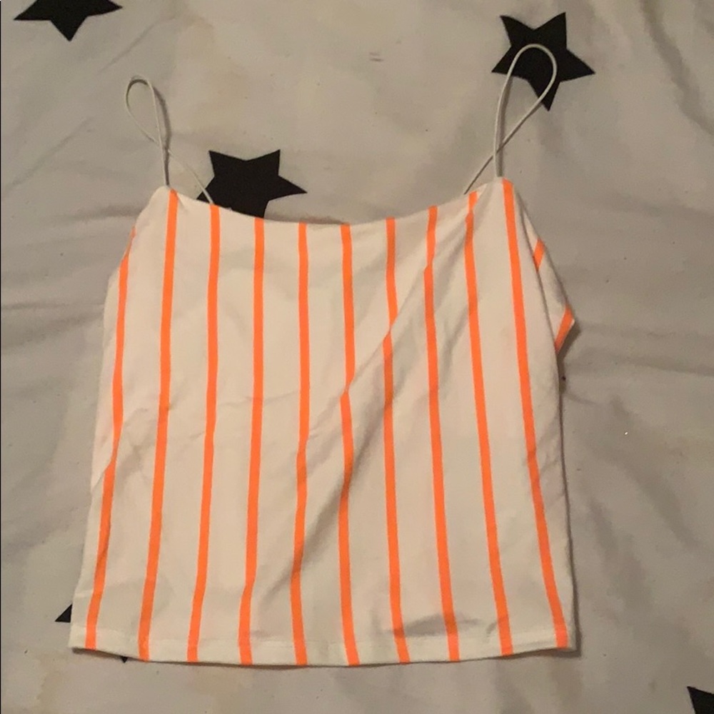 white with orange stripes tank